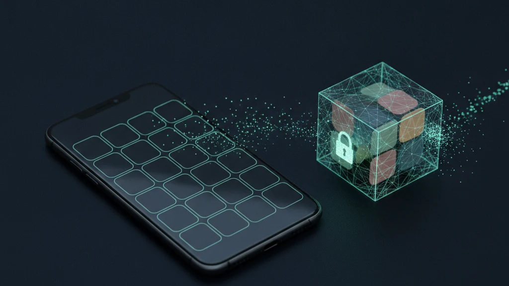 An iPhone showing an empty Hidden album while the missing photos sit safely inside a sealed encrypted vault